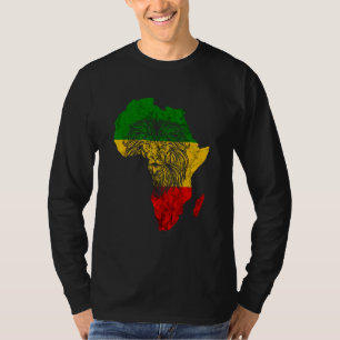 T-shirt Rasta Reggae Afrique Carte Lion Rastafari Racines
