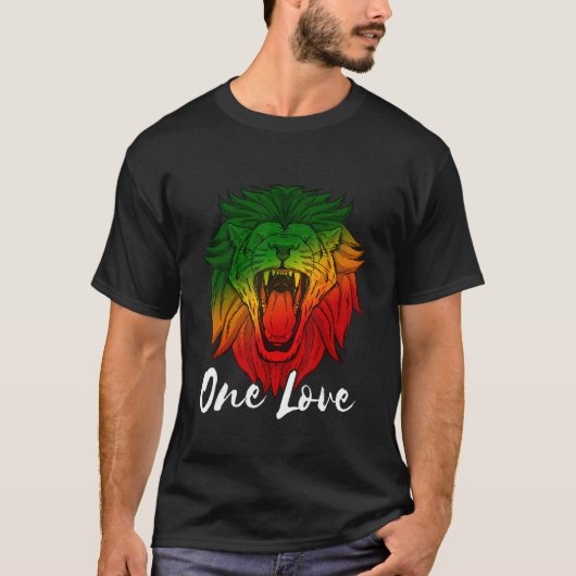 T-shirt Rasta Reggae Lion De Judah One Love Rastafarian Li (Devant)