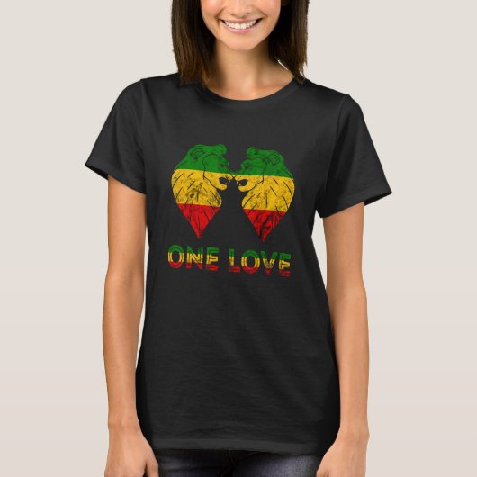 T-shirt Rasta Reggae Lion De Juddah One Love Rastafarian R (Devant)
