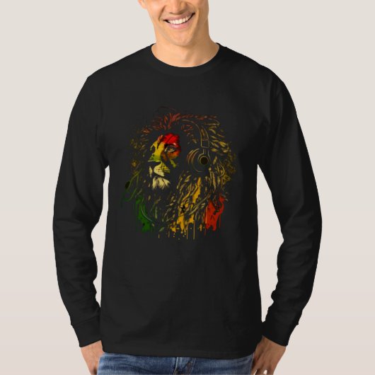 T-shirt Rasta Reggae Lion Of Judah Rastafarian Pride Regga (Devant)