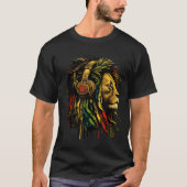 T-shirt Rasta Reggae Lion With Headphones Art (Devant)