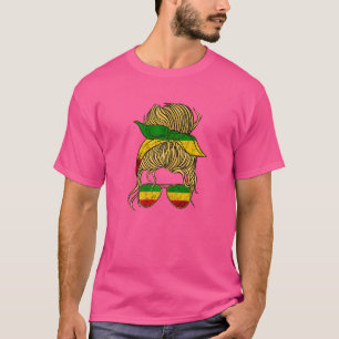 T-shirt Rasta Reggae Messy Bun Cheveux Hippie Rastafarian