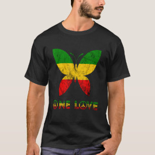 T-shirt Rasta Reggae Papillon Hippie Insectes Bug One Love