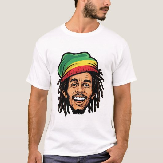 T-shirt Rasta Roots & Reggae Rhythms - Iconic Bob Marley (Devant)