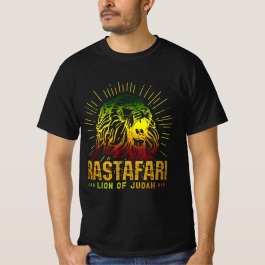 T-shirt Rastafari Lion De Juda - Jah Him Reggae Musique (Devant)