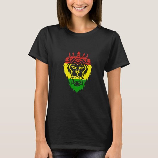 T-shirt Rastafari Lion Head Jamaica Souvenir Rasta Roots R (Devant)
