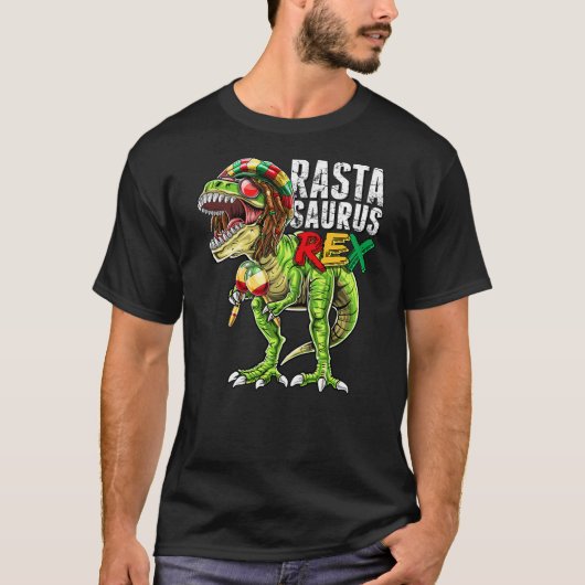 T-shirt Rastasaurus Rex Rastafarian T Rex Dinosaur Reggae (Devant)