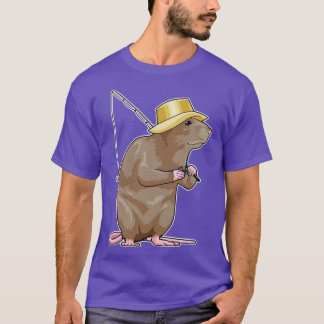 T-shirt Rat à la pêche avec bâton de pêche
