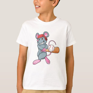 T-shirt Rat au baseball avec batte et casque de baseball