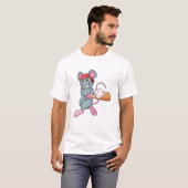 T-shirt Rat au baseball avec batte et casque de baseball (Devant entier)