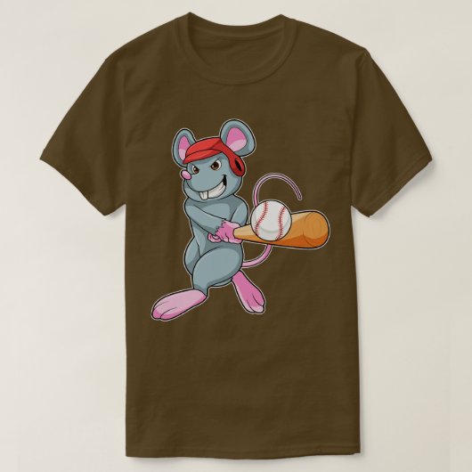 T-shirt Rat au baseball avec casque de batte de baseball (Design devant)