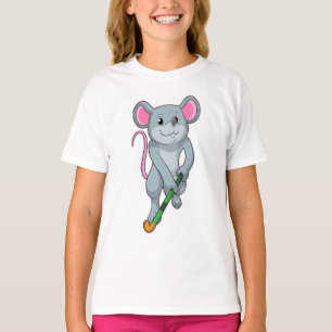 T-shirt Rat au hockey avec chauve-souris de hockey