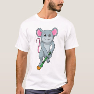 T-shirt Rat au hockey avec chauve-souris de hockey