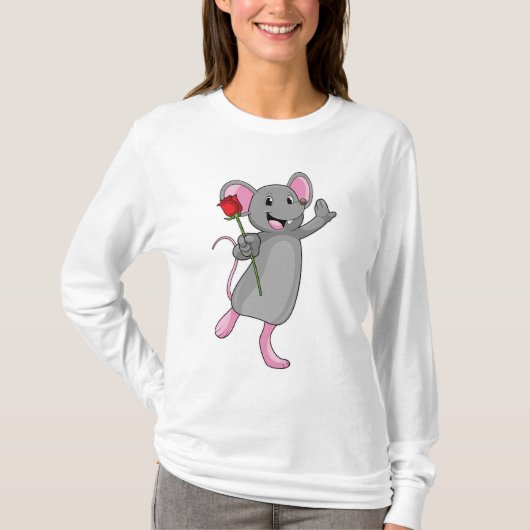 T-shirt Rat avec fleur Rose (Devant)