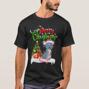 T-shirt Rat drôle Amoureux des animaux Noël Éclairage Rat