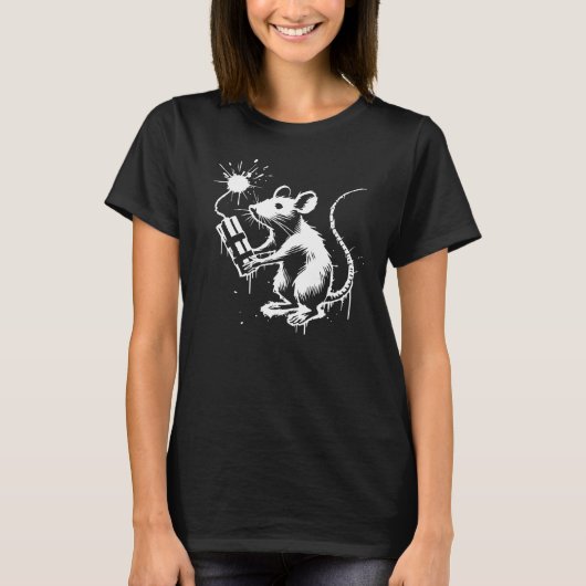 T-shirt rat drôle avec une dynamite. (Devant)