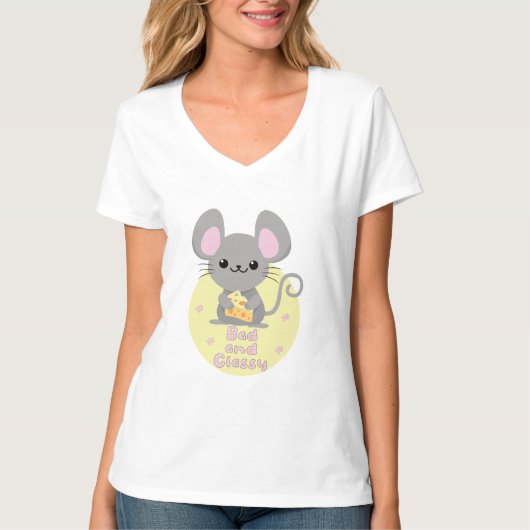 T-shirt Rat Kawaii mauvais et classe mangeant du fromage j (Devant)
