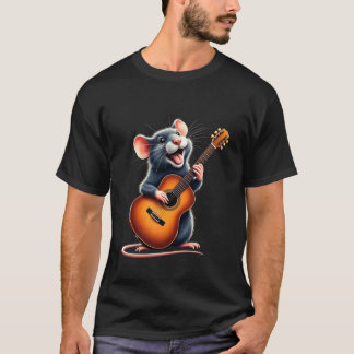 T-shirt Rat Playing Guitar Design Funny Rat