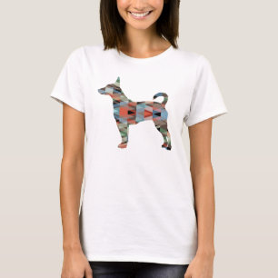 T-shirt Rat Terrier Coloré Motif géométrique Silhouette