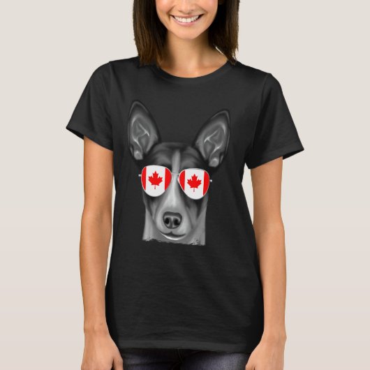 T-shirt Rat Terrier Dog Canada Drapeau lunettes de soleil (Devant)