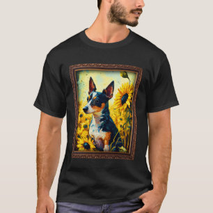 T-shirt Rat Terrier Peinture Tournesol Fleur Maman Femmes