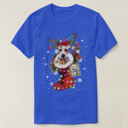 T-shirt Rat Terrier Xmas Boot Noël Sock hiver neige (Design devant)
