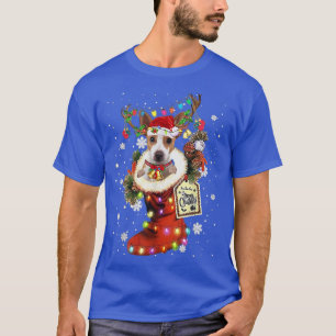 T-shirt Rat Terrier Xmas Boot Noël Sock hiver neige