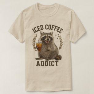 T-shirt Raton laveur addict au café glacé amateur de caféi