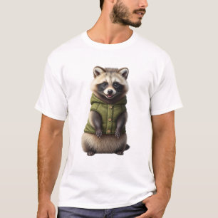 T-shirt Raton laveur adorable en gilet tricot vert