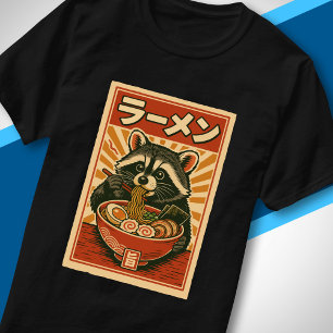 T-shirt Raton laveur amateur de Ramen Art Retro de la nour