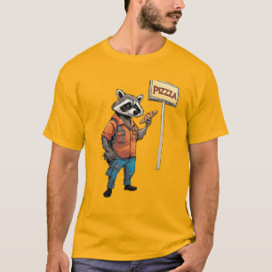 T-shirt Raton laveur anthropomorphe mangeant une pizza dan