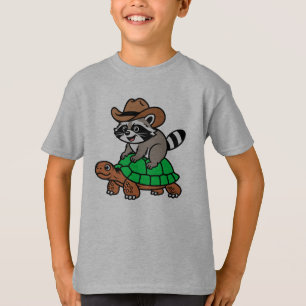T-shirt Raton laveur avec chapeau de cowboy chevauchant un