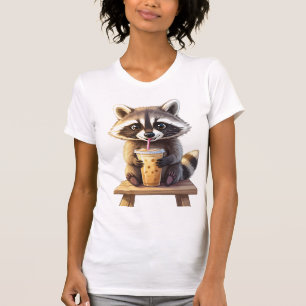 T-shirt Raton laveur buvant du café glacé