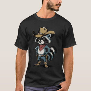 T-shirt Raton laveur cow-boy ouest animal dessin animé rus