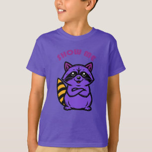 T-shirt raton laveur de dessin animé violet