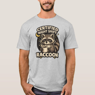 T-shirt Raton laveur de nuit certifié drôle amateur de caf