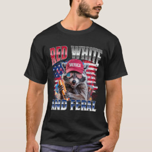T-shirt Raton Laveur Drôle 4 Juillet Usa Patriotique Rouge
