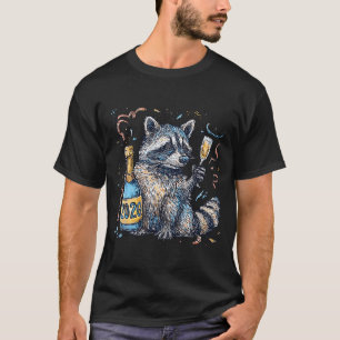 T-shirt Raton laveur drôle avec boule disco champagne Nouv