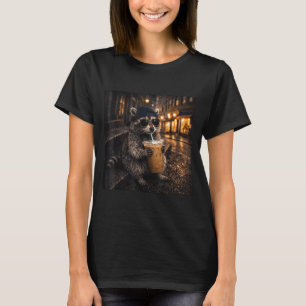 T-shirt Raton laveur drôle buvant du café glacé mème anima