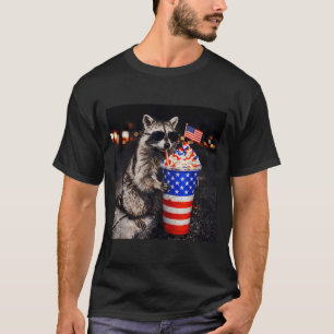 T-shirt Raton laveur drôle buvant un café glacé Hommes Fem