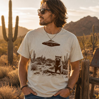 T-shirt Raton laveur drôle enlèvement par un OVNI d'alien