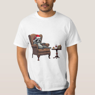T-shirt Raton laveur fou assis sur une chaise Vin et gâtea