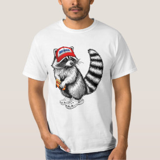 T-shirt Raton laveur Funny Merica tenant un hot-dog Drapea