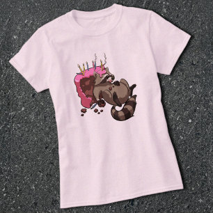 T-shirt Raton laveur gourmand plein de gâteau d'anniversai