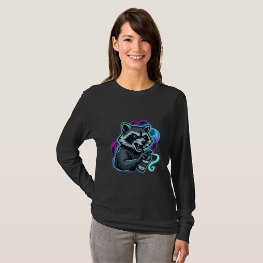 T-shirt Raton laveur graffiti manches longues (Devant entier)