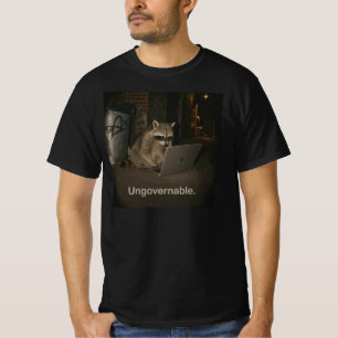 T-shirt Raton laveur ingouvernable travaillant tard la nui
