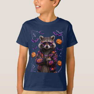 T-shirt Raton laveur Neon Halloween : Swagger de minuit 🌙