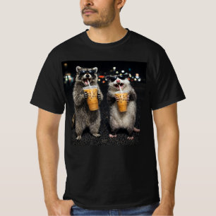 T-shirt Raton laveur Opossum drôle buvant du café glacé –