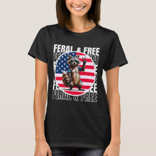 T-shirt Raton laveur patriotique drôle feral et libre