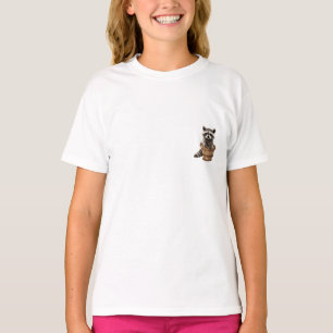 T-shirt Raton laveur se penchant d'un panier en bois Enfan
